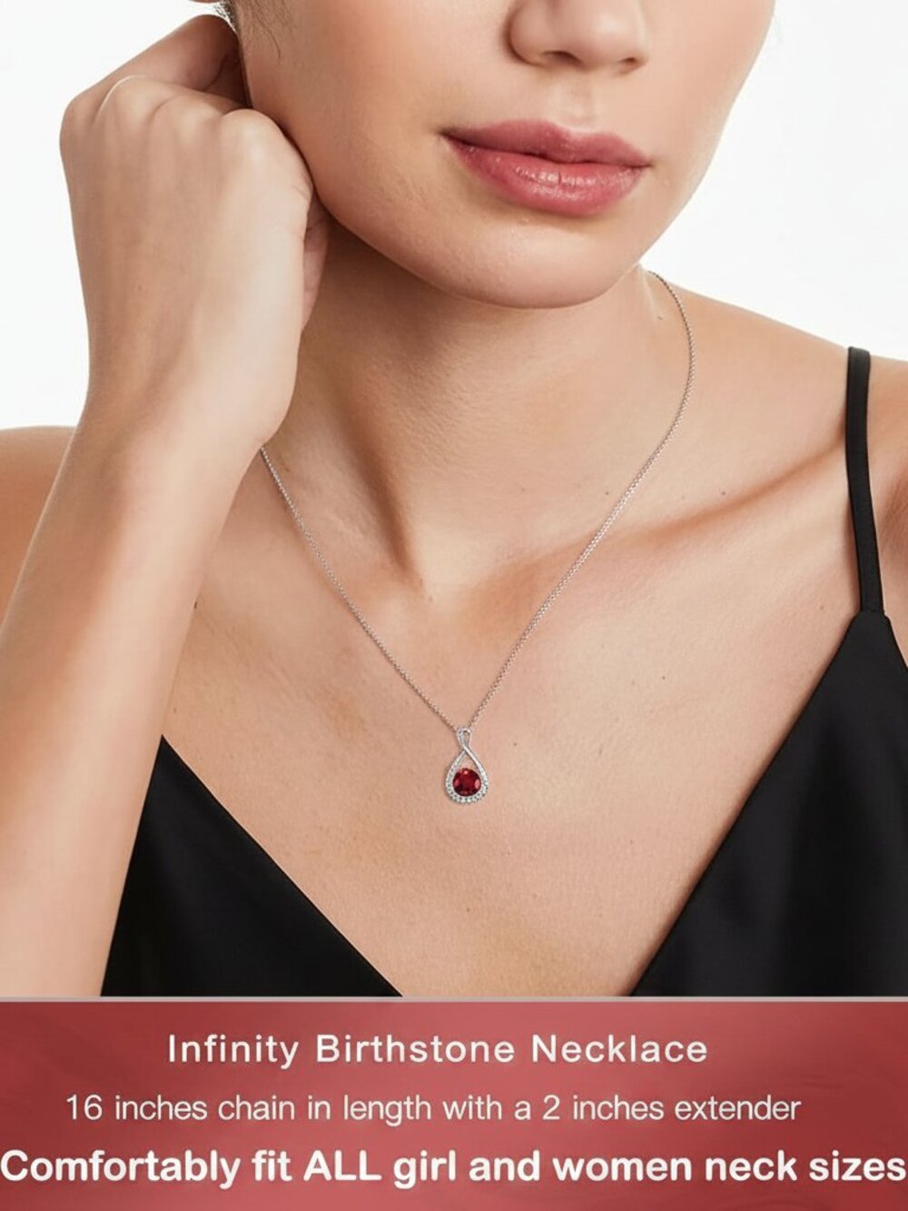 Birthstone Infinity Necklace for Women |Minimalist Everyday Jewelry Gift for Her